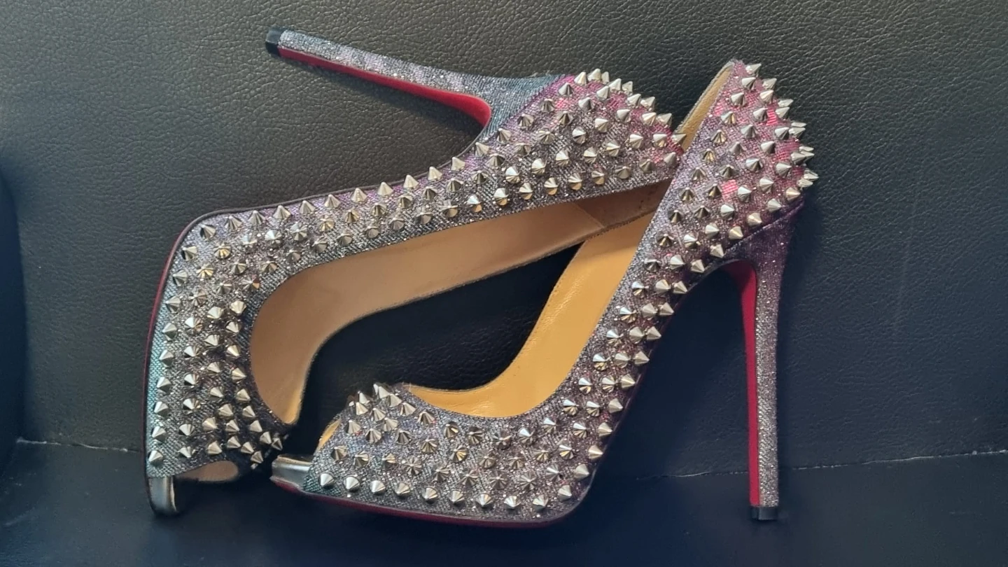 Louboutin Spiked Peep Toe Heels - photo 2