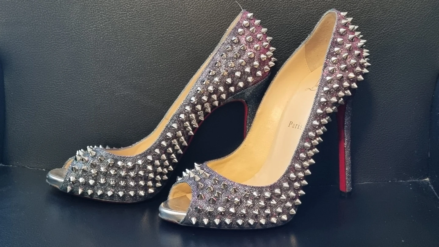 Louboutin Spiked Peep Toe Heels