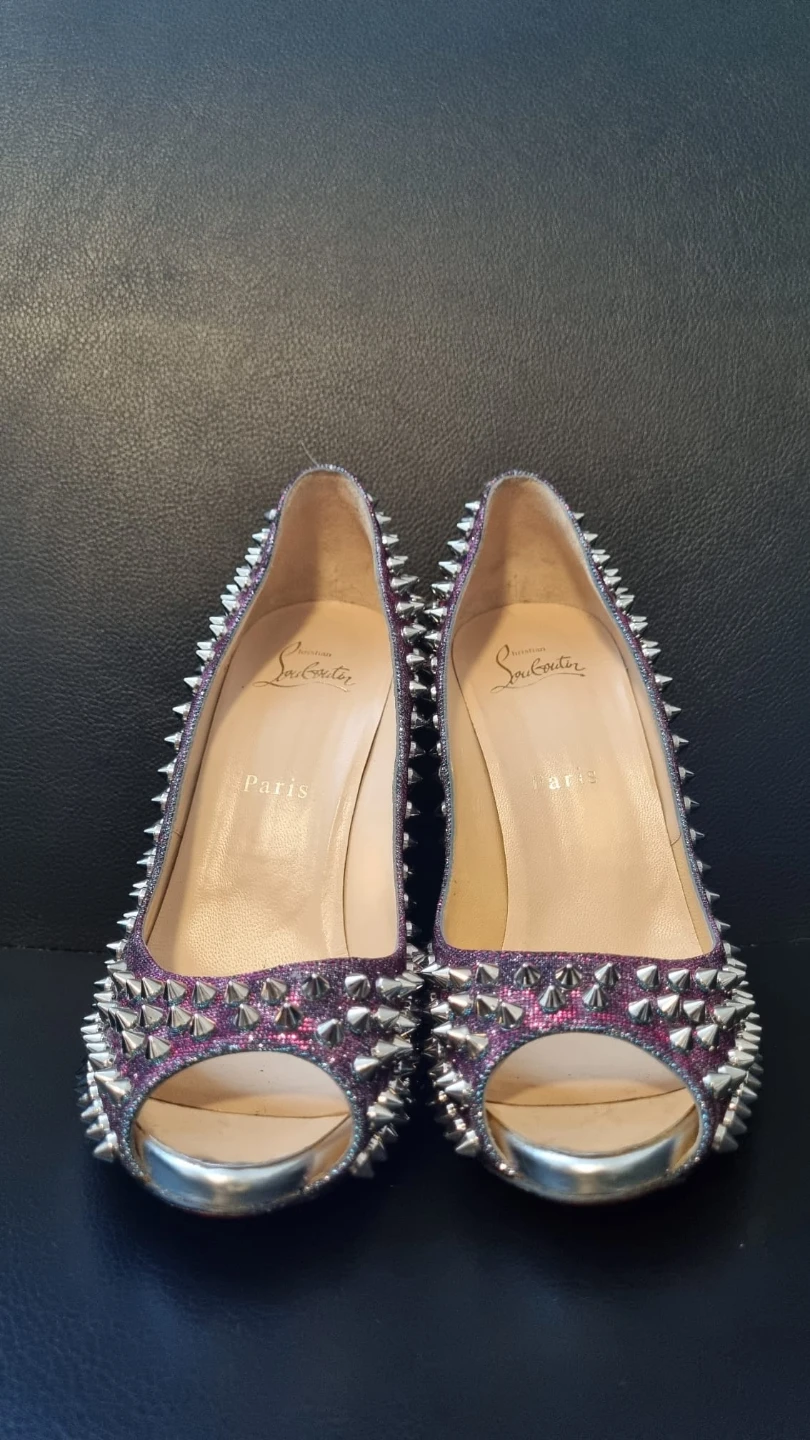 Louboutin Spiked Peep Toe Heels - photo 3