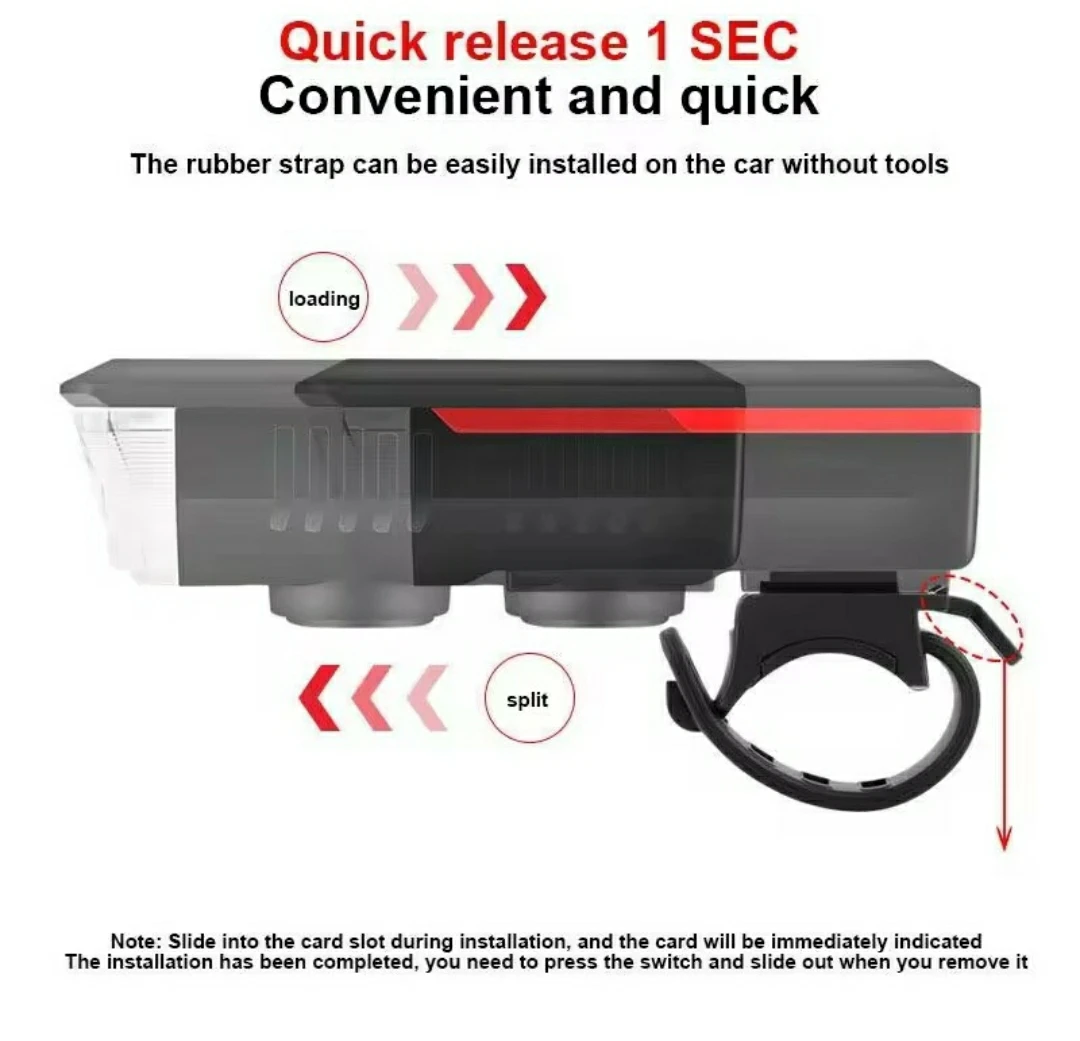 Solar Bicycle Light USB Rechargeable with horn - photo 4