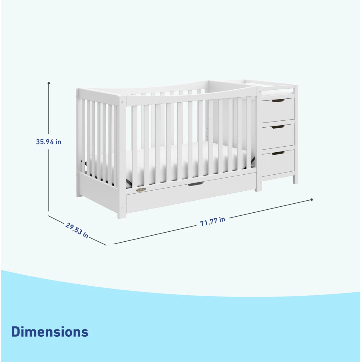 White Convertible Crib with Attached Changing Station - photo 2