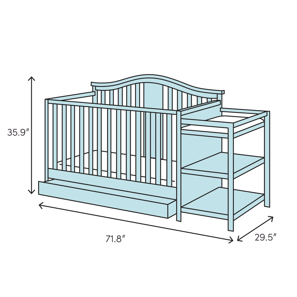 White Convertible Crib with Attached Changing Station - photo 4