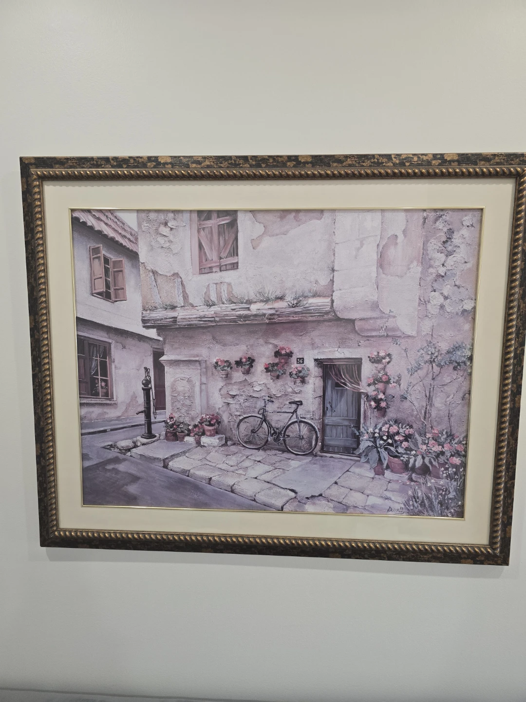 Framed Vintage European Street Scene Wall Art