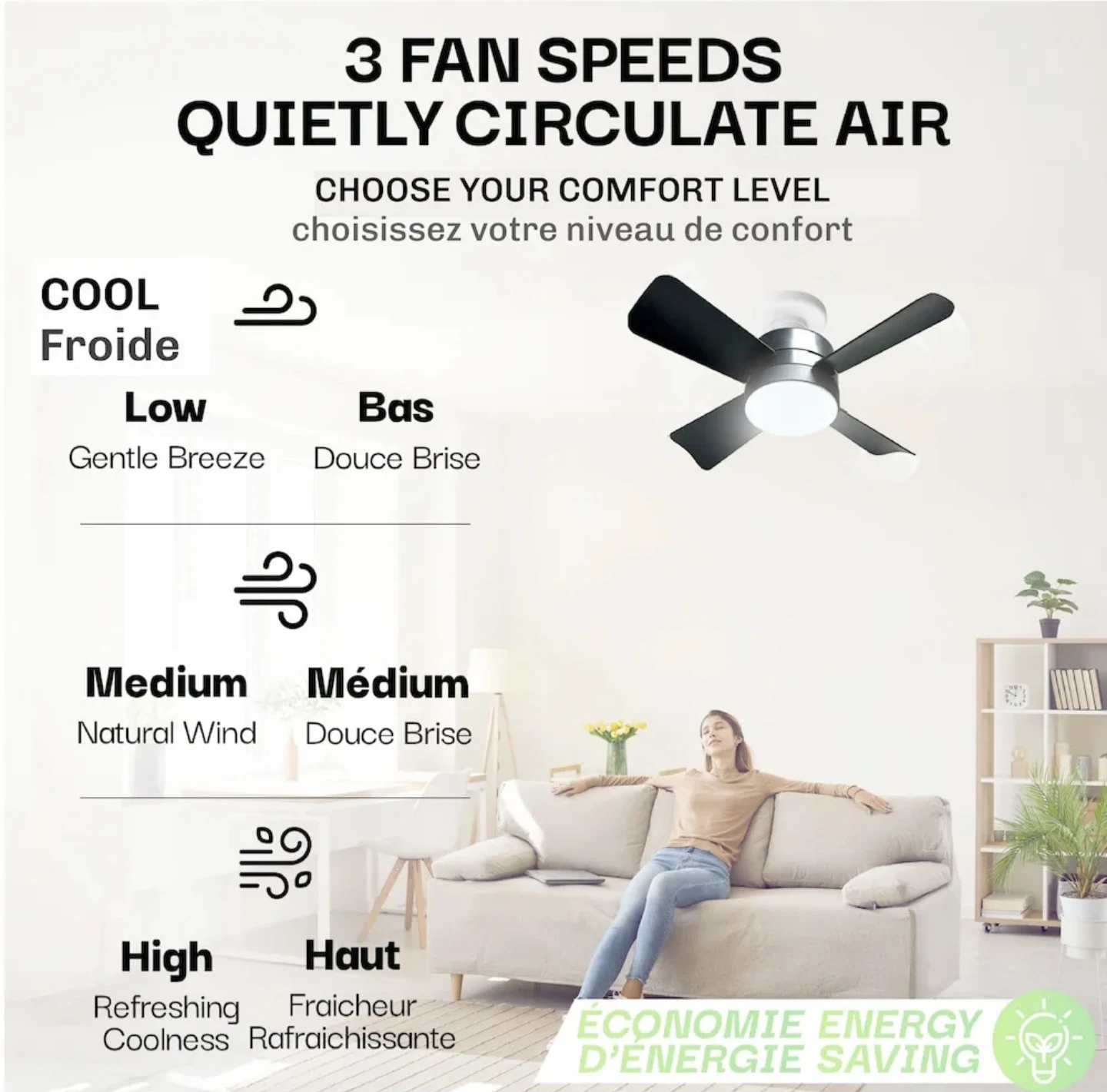 Bell + Howell 29W Black Socket Fan Light with Remote - photo 4