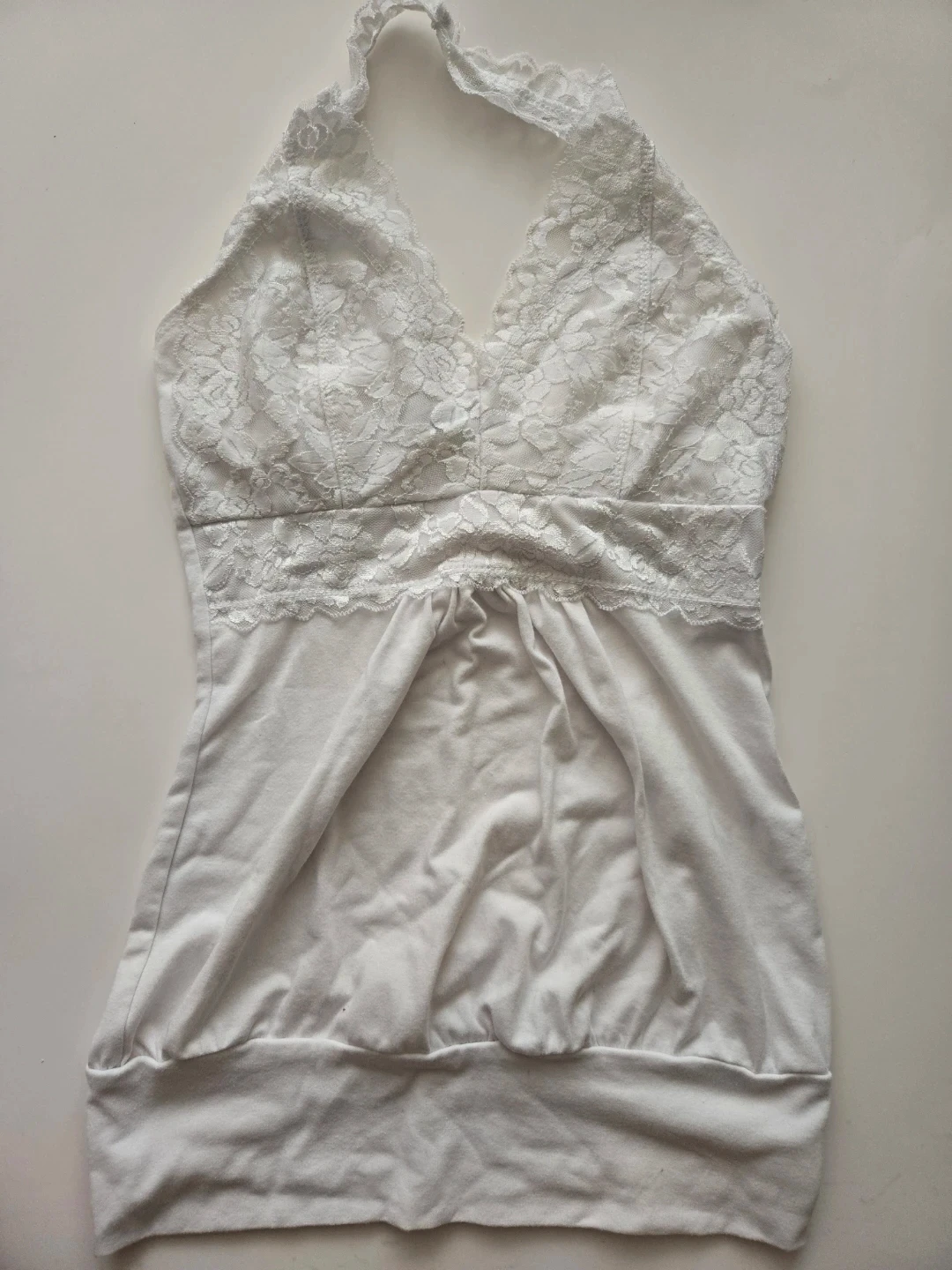 White Halter Lace Cami Top - Small
