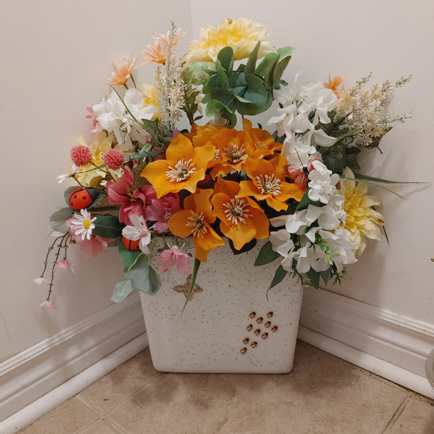 Artificial Floral Arrangement with Planter