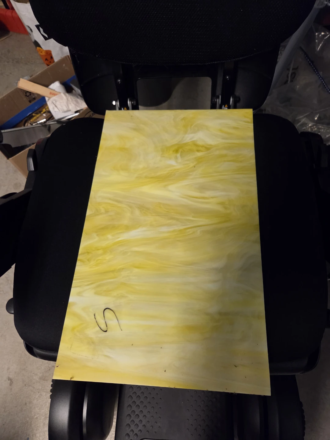 Yellow, Blue and Red  Swirl Stained Glass Sheet