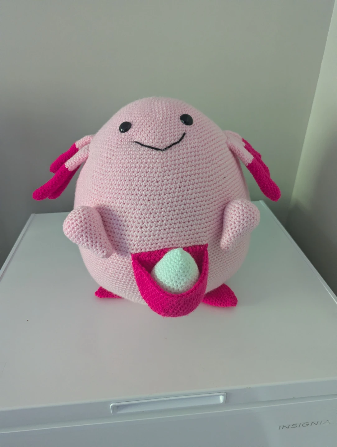 Crocheted Chansey Plush Toy with Egg