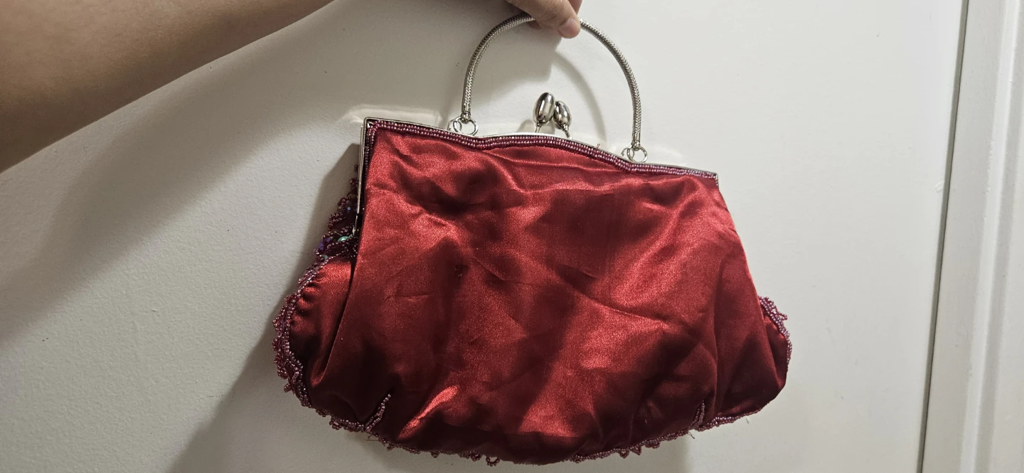 Red Beaded Clutch Evening Bag - photo 2