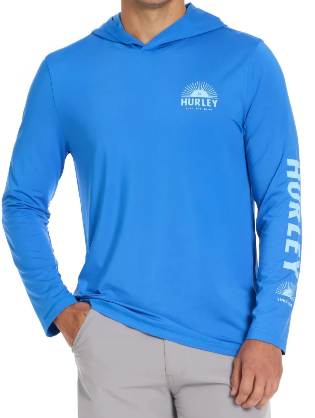 NWT Hurley LongSleeve Hooded Sunshirt.SPF 50. XXL.Vibrant blue.