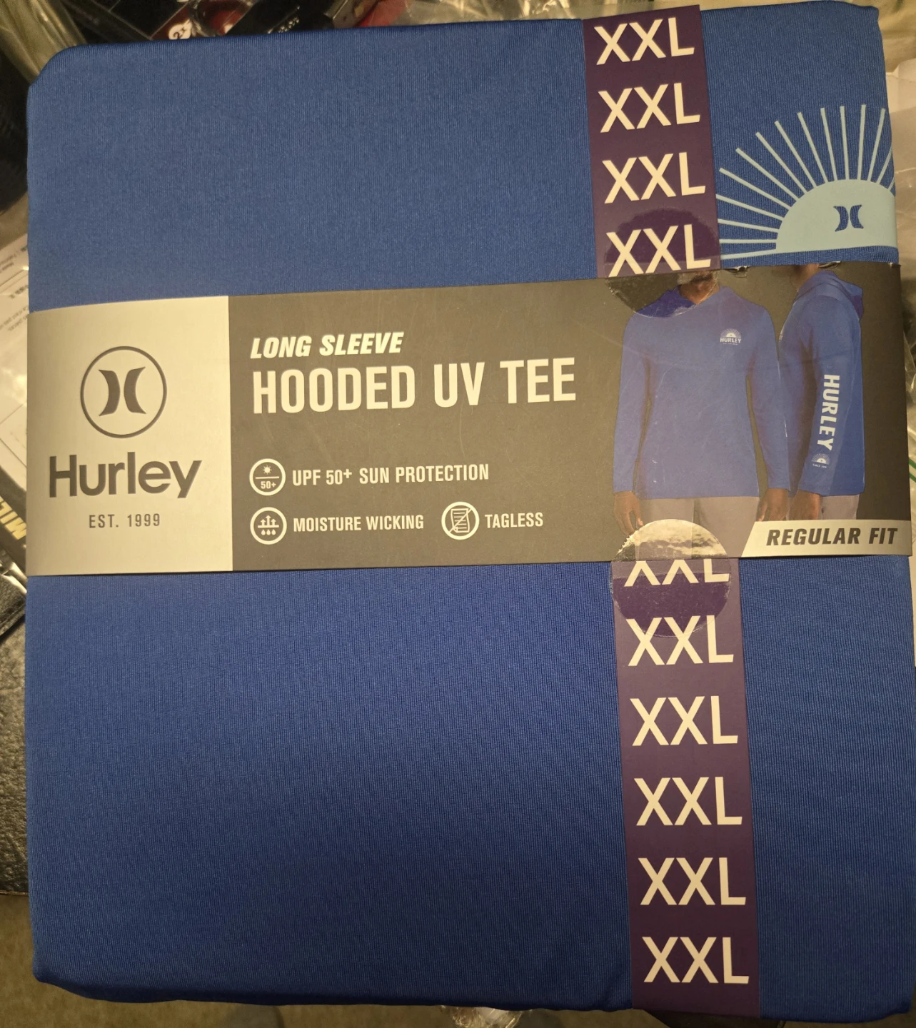 NWT Hurley LongSleeve Hooded Sunshirt.SPF 50. XXL.Vibrant blue. - photo 5
