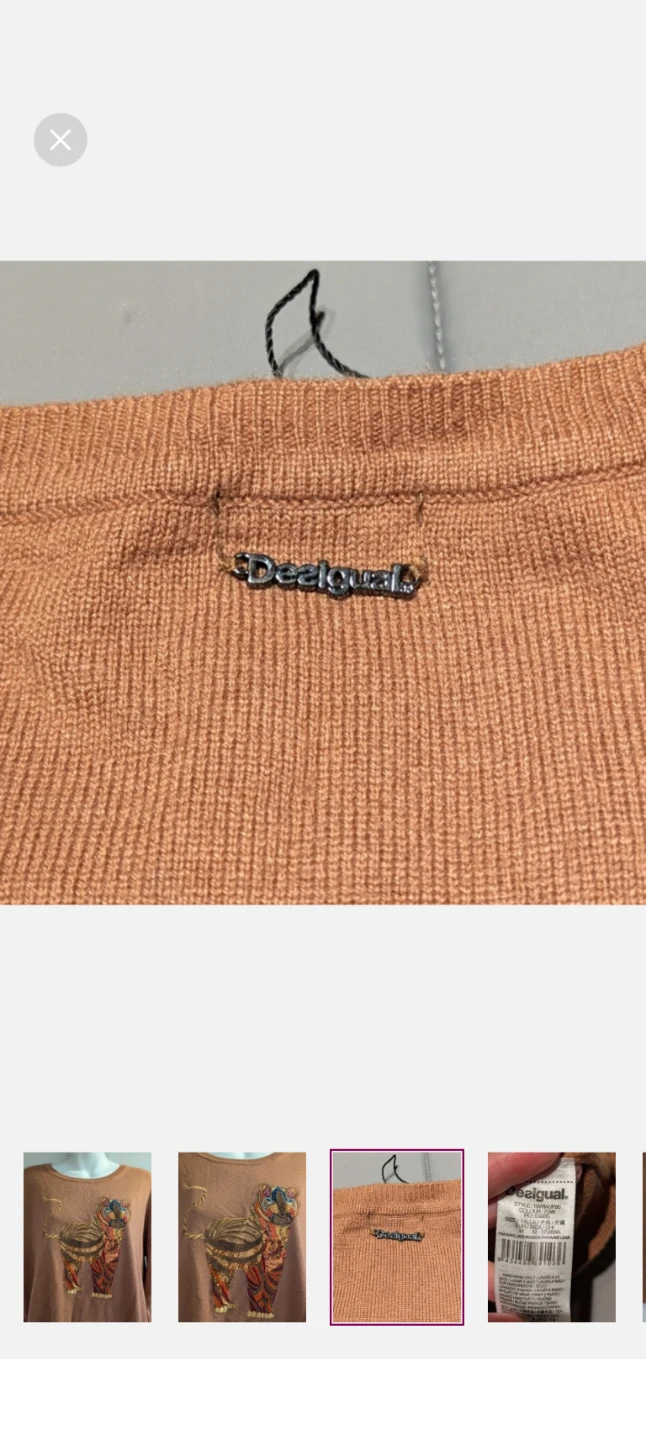 Desigual Women's Tan Tiger Embroidered Sweater Size M - photo 3