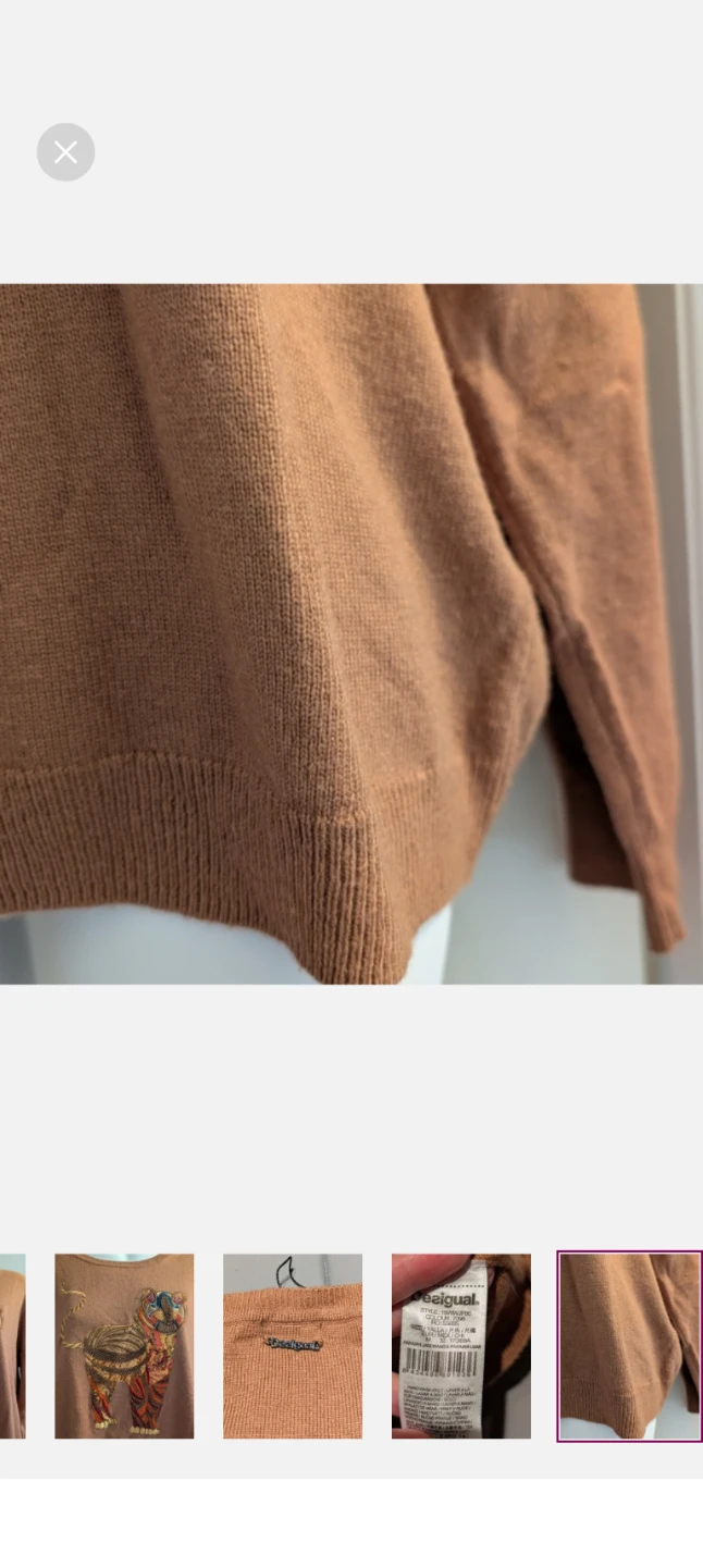 Desigual Women's Tan Tiger Embroidered Sweater Size M - photo 5