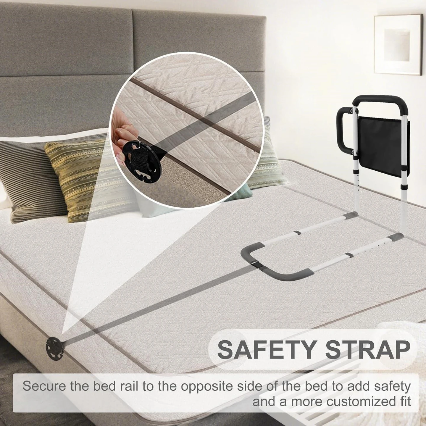 Reliancer Bed Rail with Padded Handle and Storage Pocket - photo 4