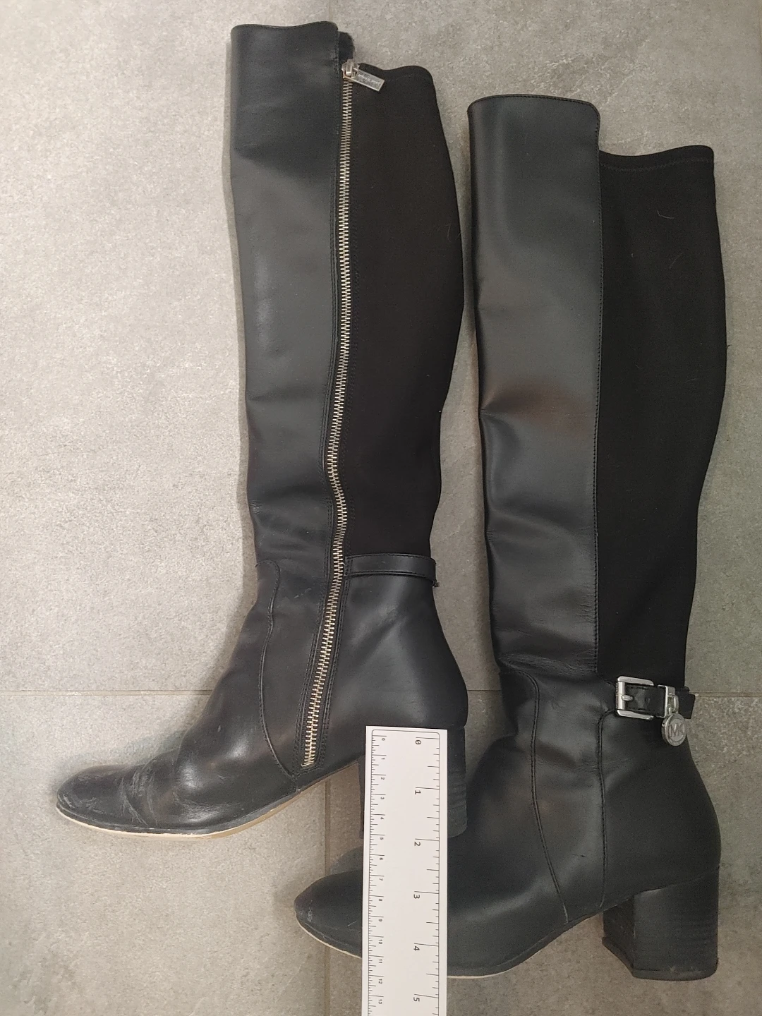 Michael Kors Black Leather Knee-High Boots Size 7 - photo 2