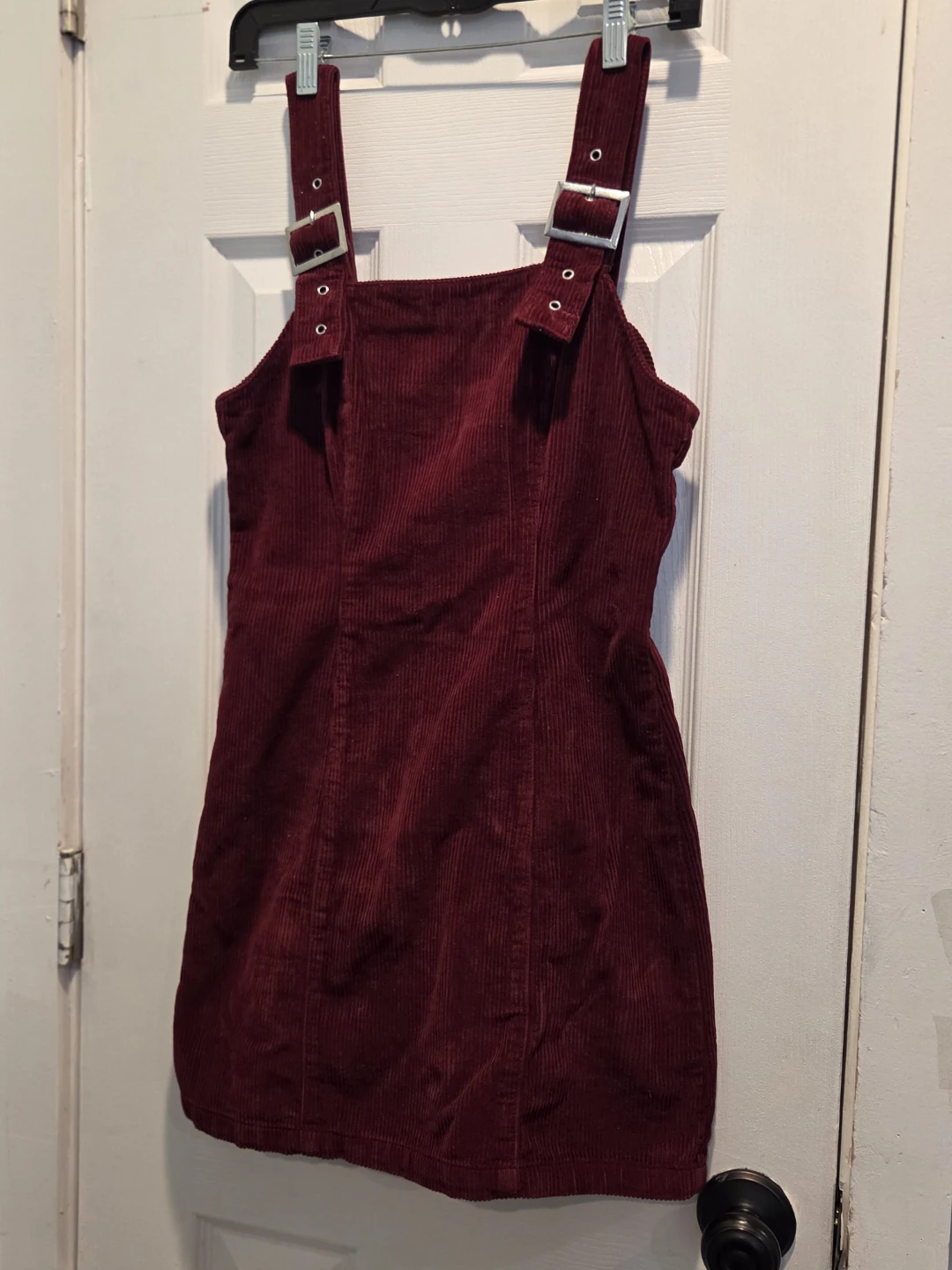 Topshop Corduroy Pinafore Dress Burgundy