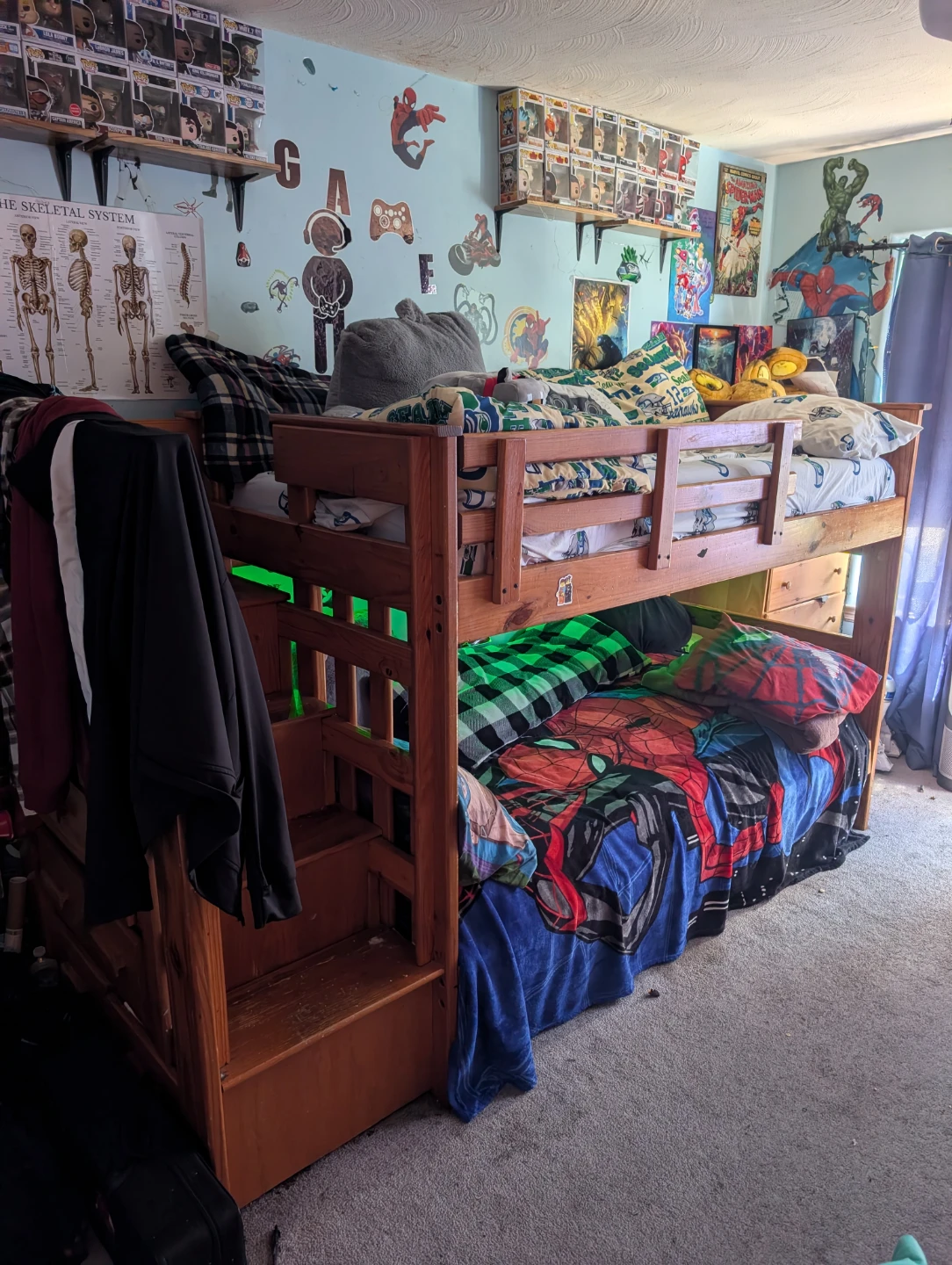 Wooden Bunk Bed with Stairs $300