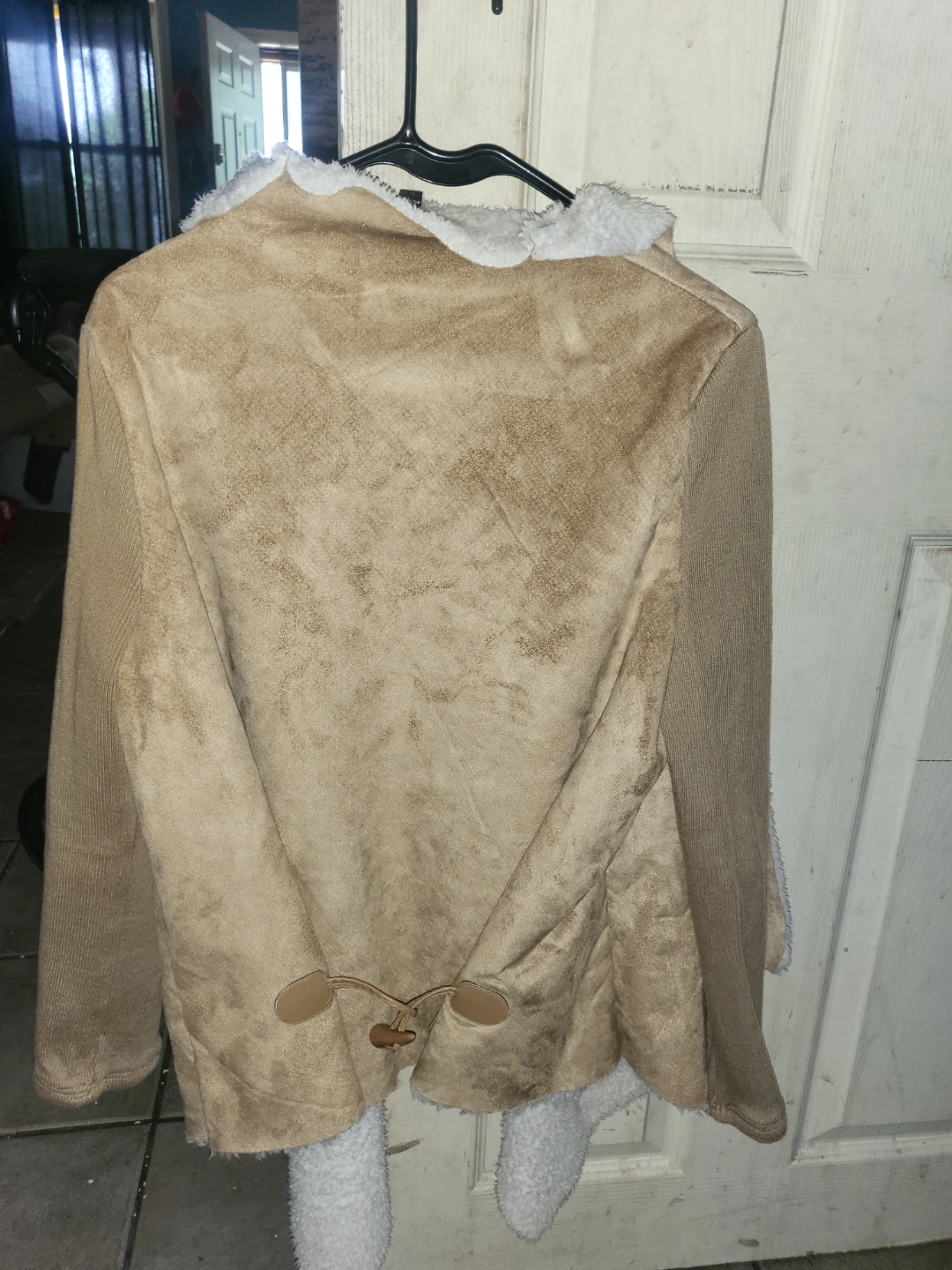 Tan Suede and Knit Cardigan - photo 2