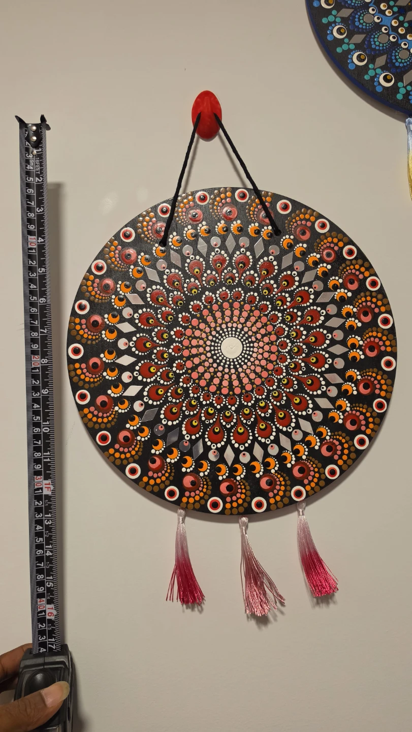 Hand-Painted Mandala Wall Art with Tassels - photo 3