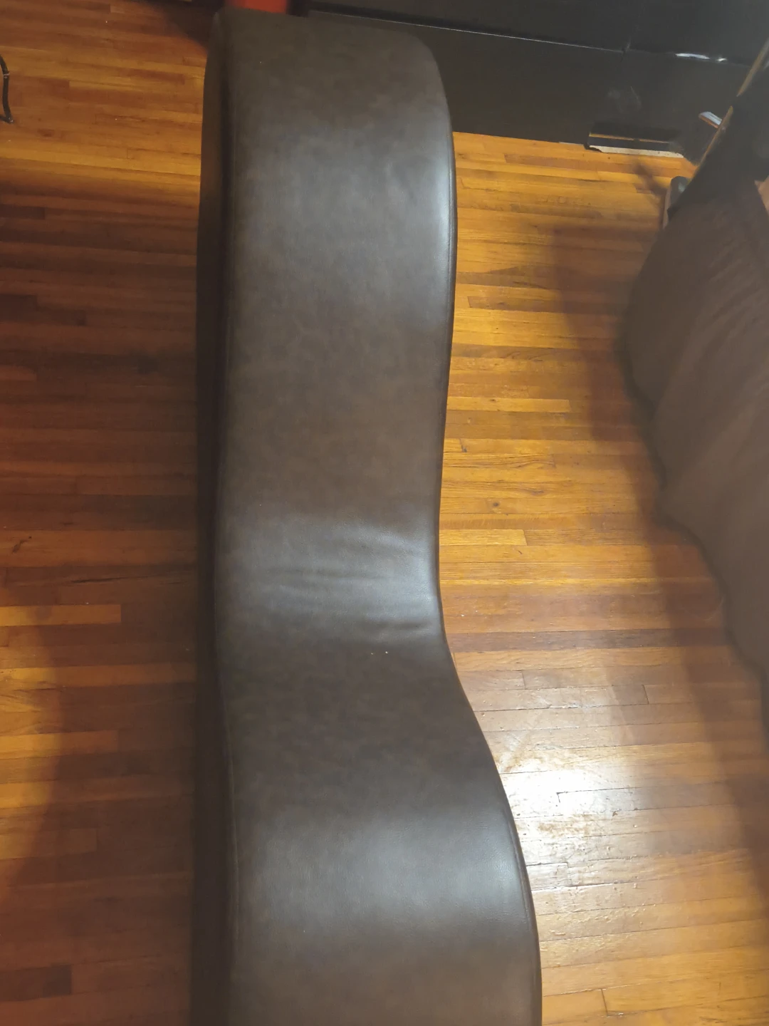 Curved Chaise Lounge Couch - Brown Faux Leather - photo 3