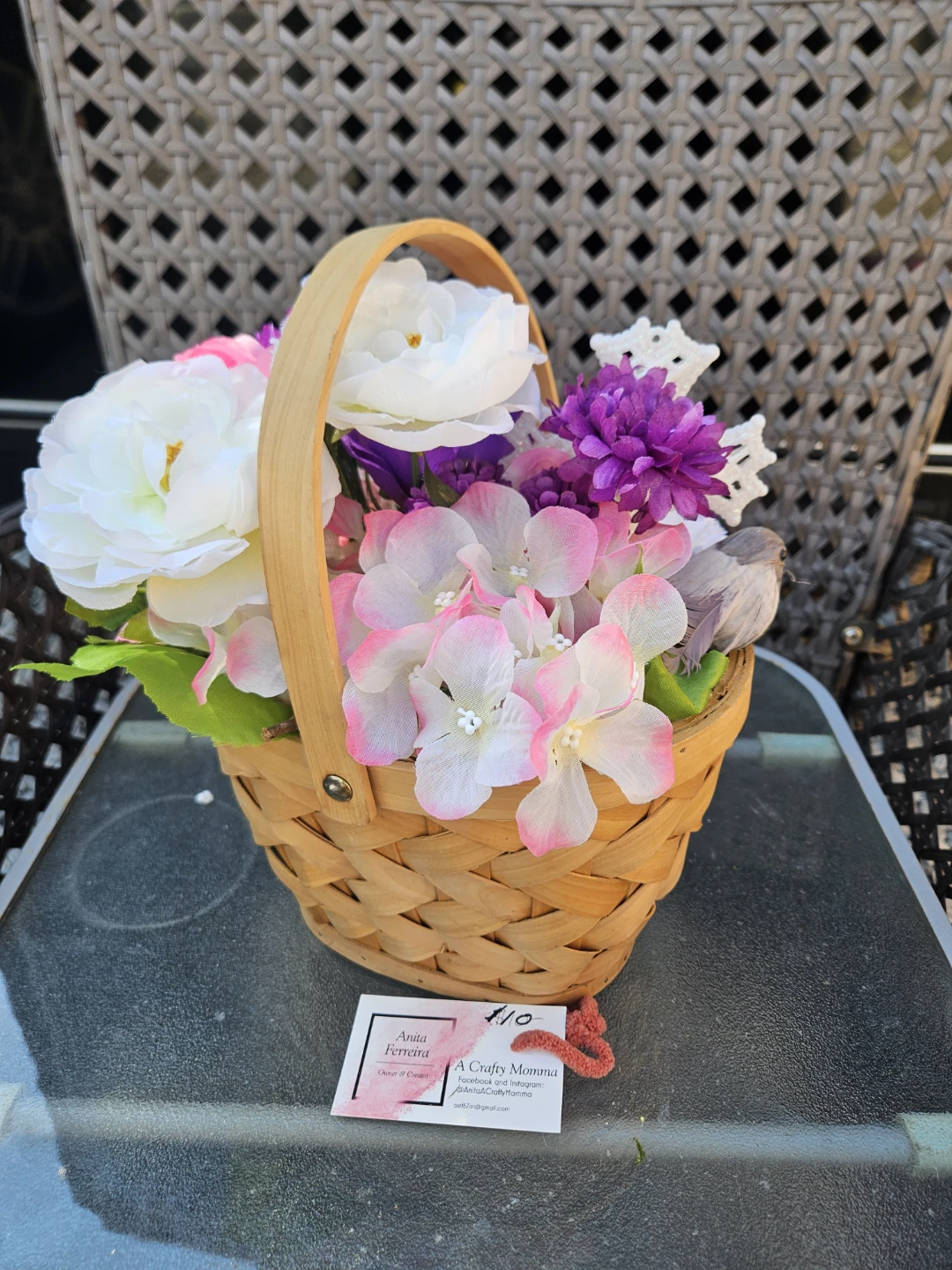 Faux Flower Basket Arrangement