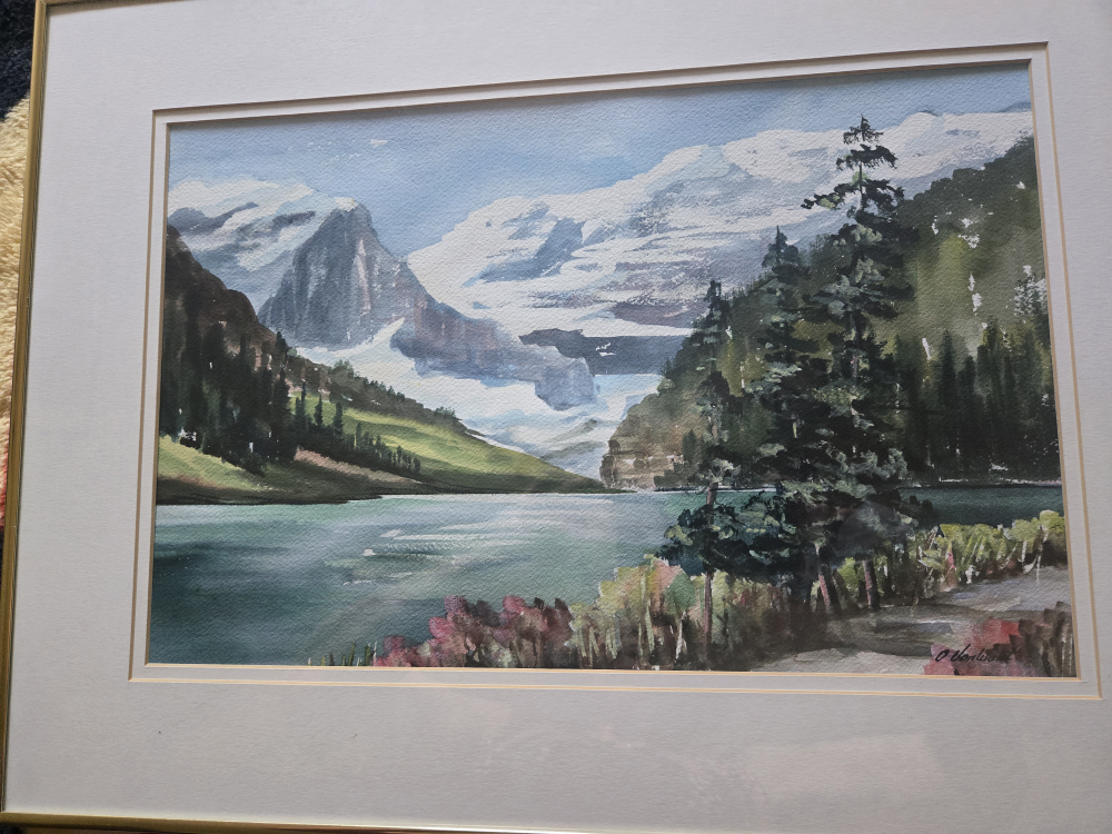 Path Along Lake Louise Watercolor Painting