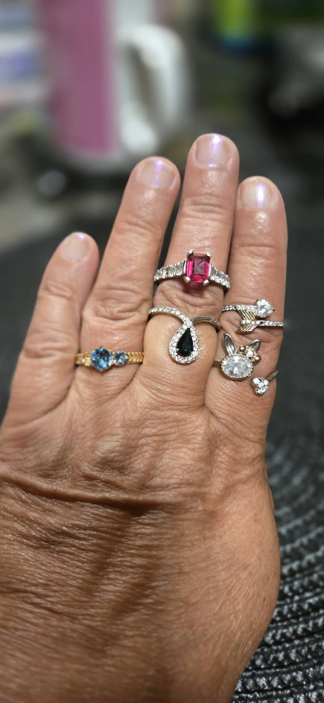 Set of  Six Sterling Silver Chamed Aroma Rings