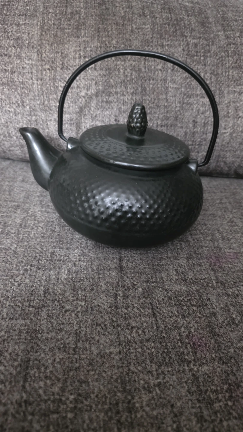 Black Textured Cast Iron Teapot with Infuser - photo 2