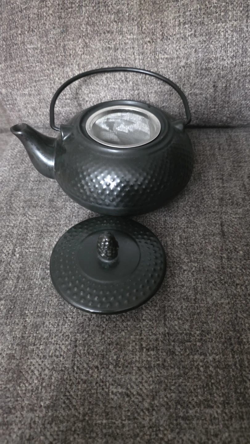 Black Textured Cast Iron Teapot with Infuser - photo 4
