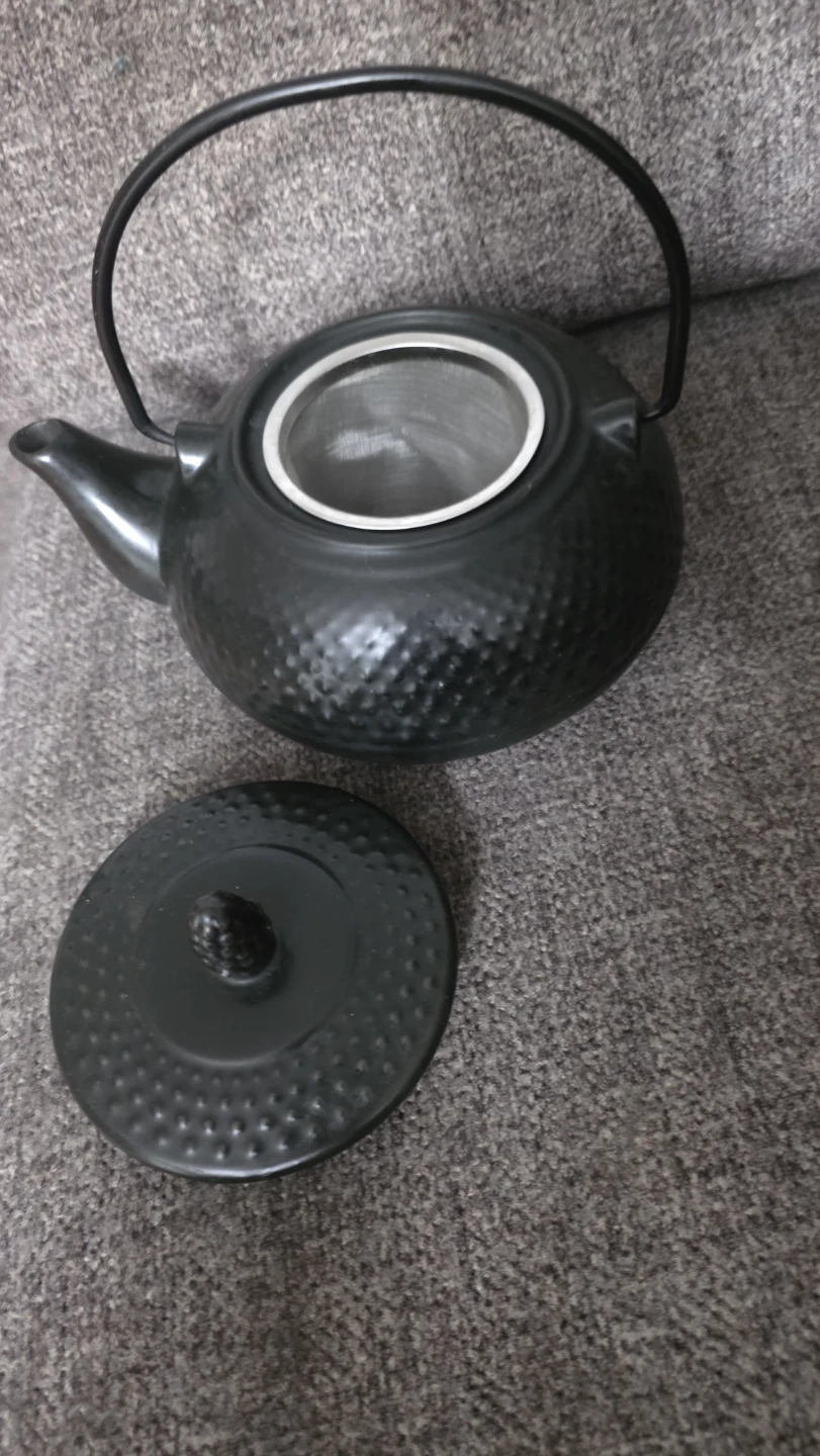 Black Textured Cast Iron Teapot with Infuser - photo 5