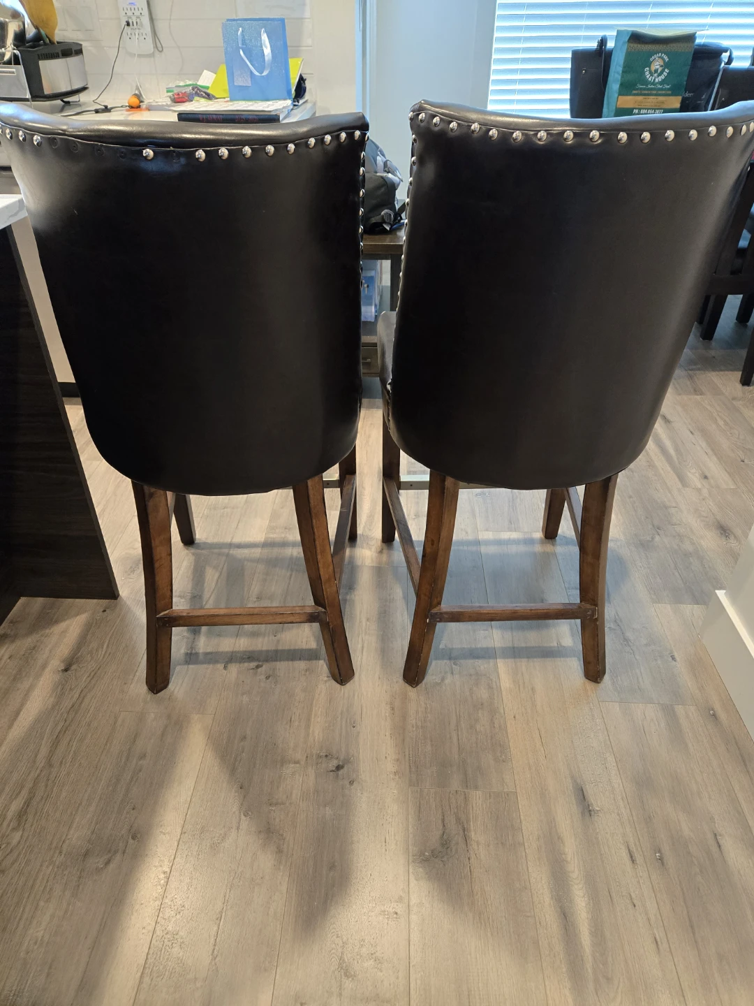 Set of 2 Brown Faux Leather Bar Stools - photo 2