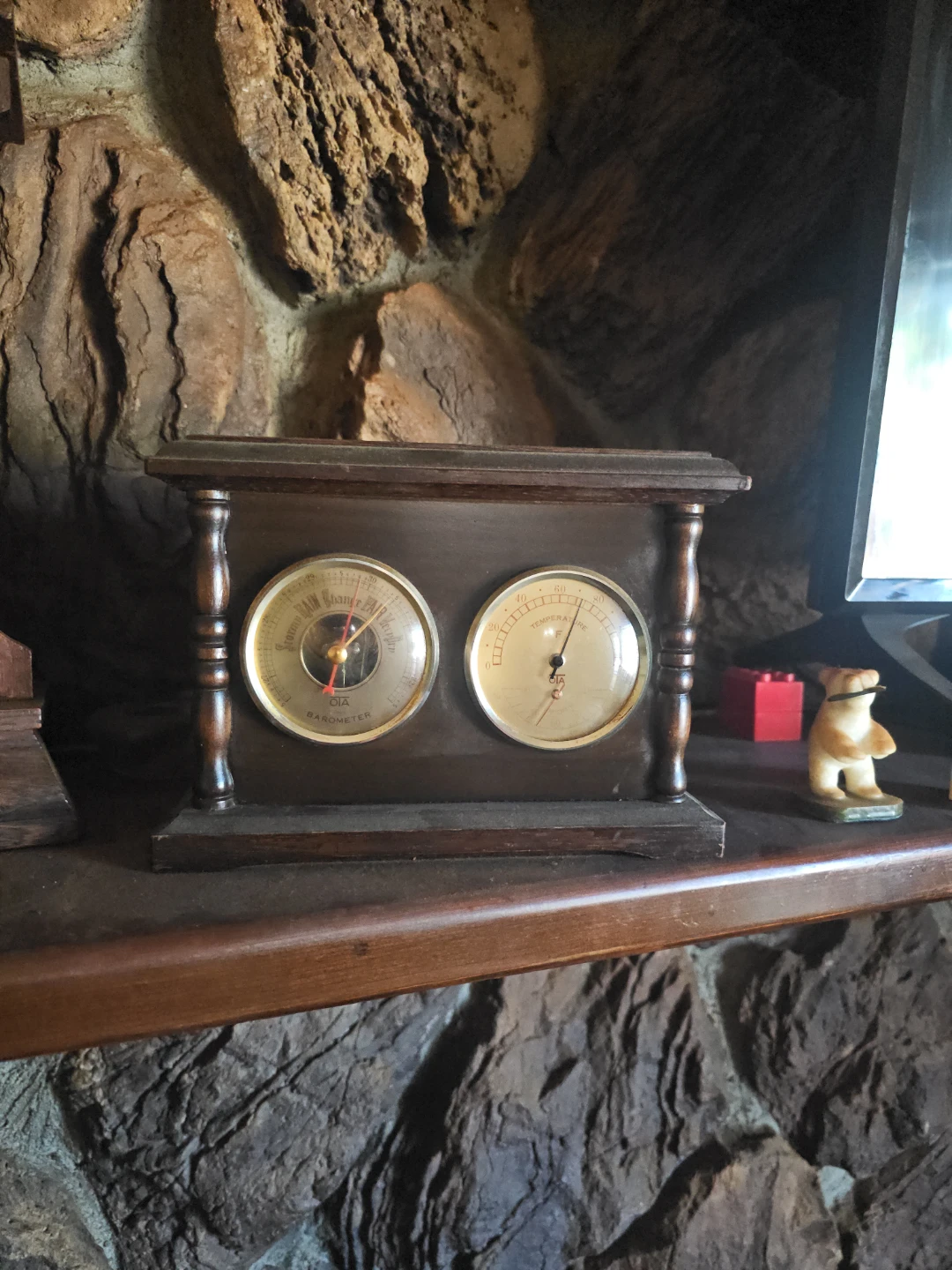 Vintage Barometer and Thermometer Weather Station