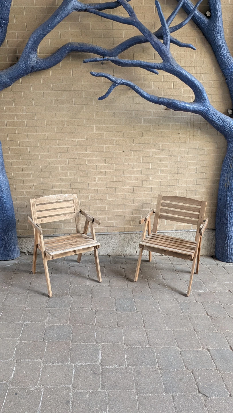Wooden Folding Patio Chairs (Set of 2)