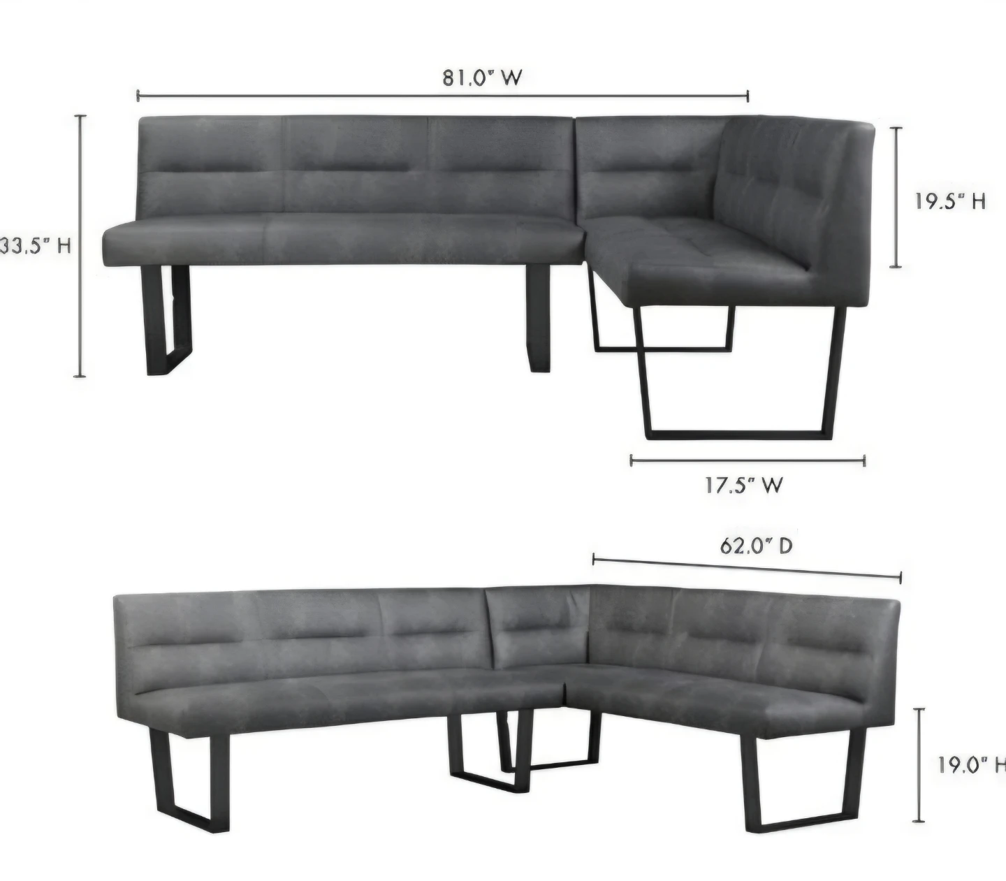 Grey L-Shaped Corner Booth Seating - photo 3