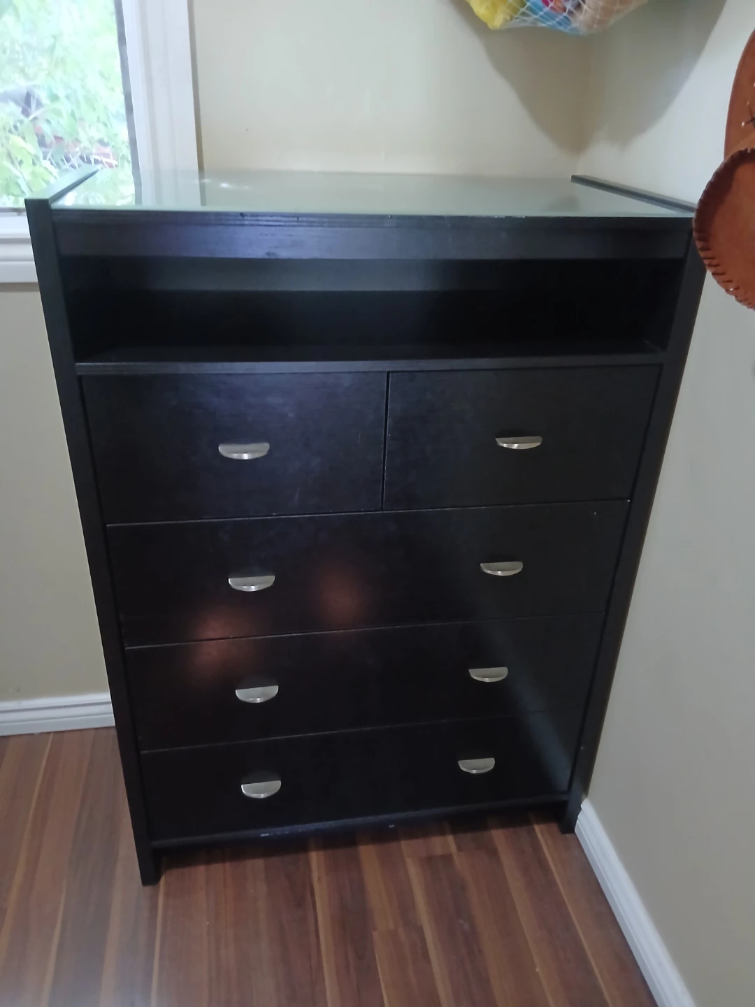 Black Dresser with Glass Top