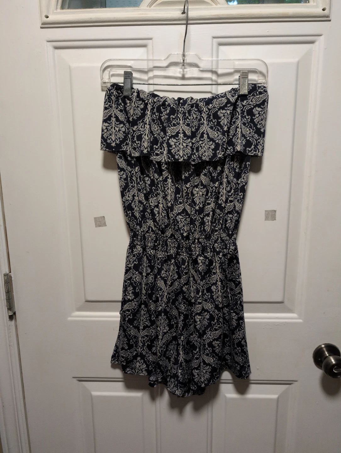 Navy Floral Strapless Romper
