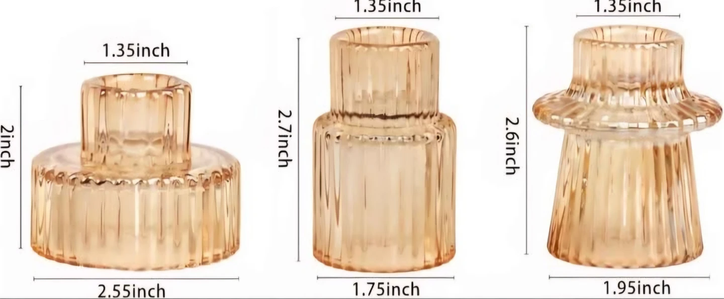 Set of 6 Amber Glass Candle Holders - photo 3