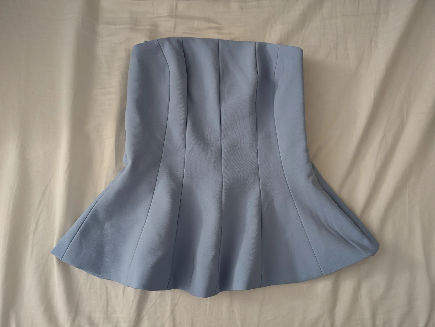 Zara Blue Cute Strapless Peplum Bandeaux Sexy Corset Summer Top