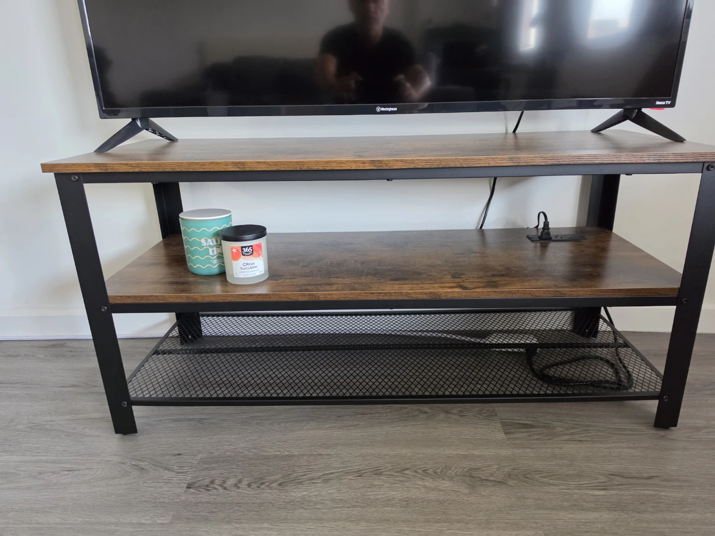 TV Stand with Power Outlets & USB – $70