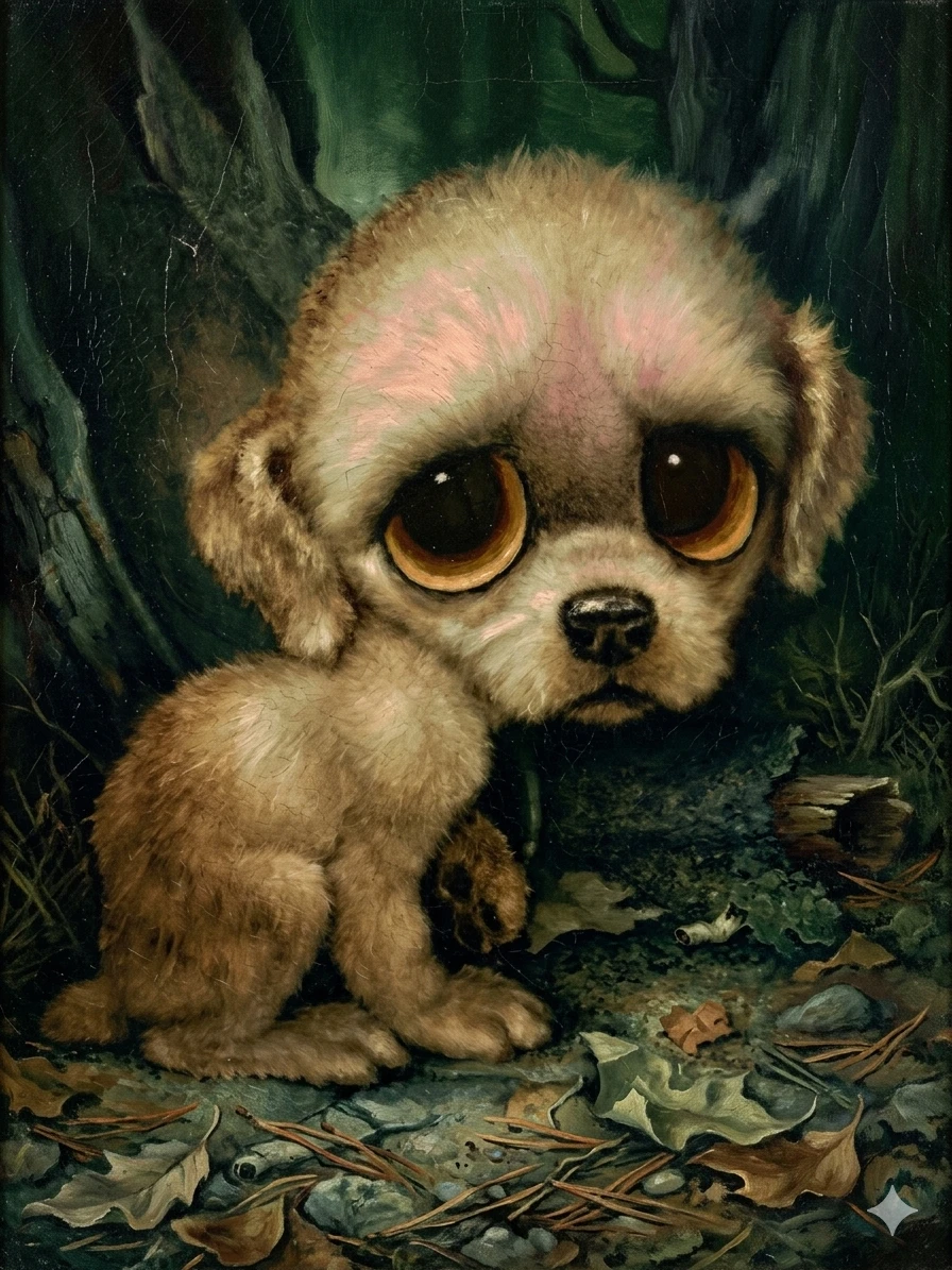 Vintage 1960s "Pity Puppy" Big Eyes Art