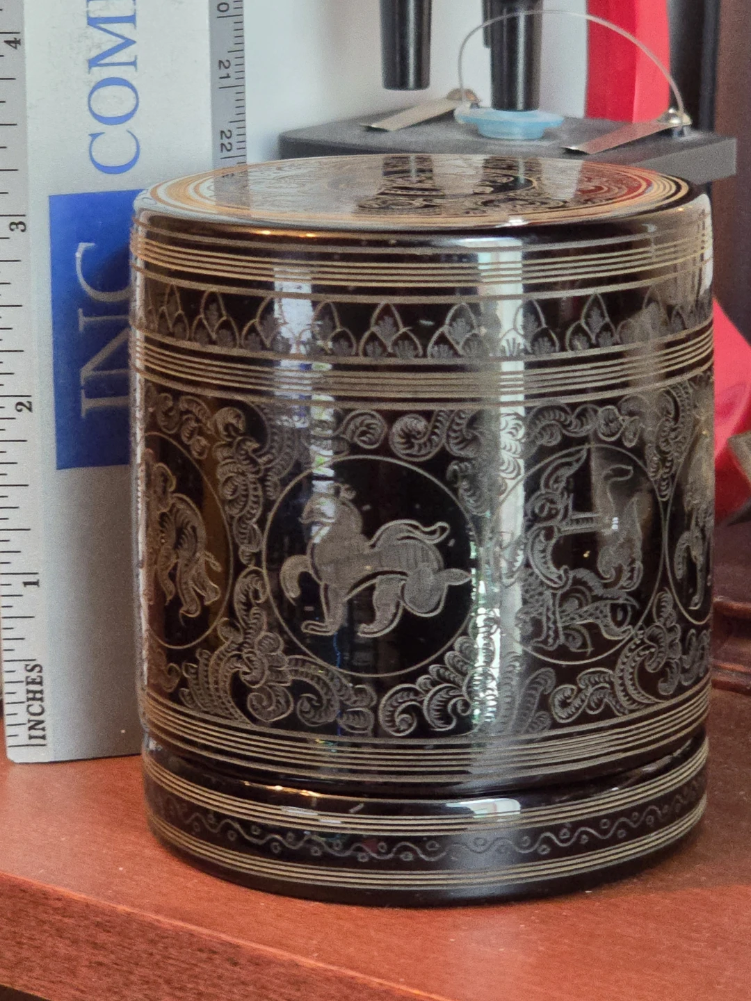 Burmese lafish Storage Box with Ornate Engravings