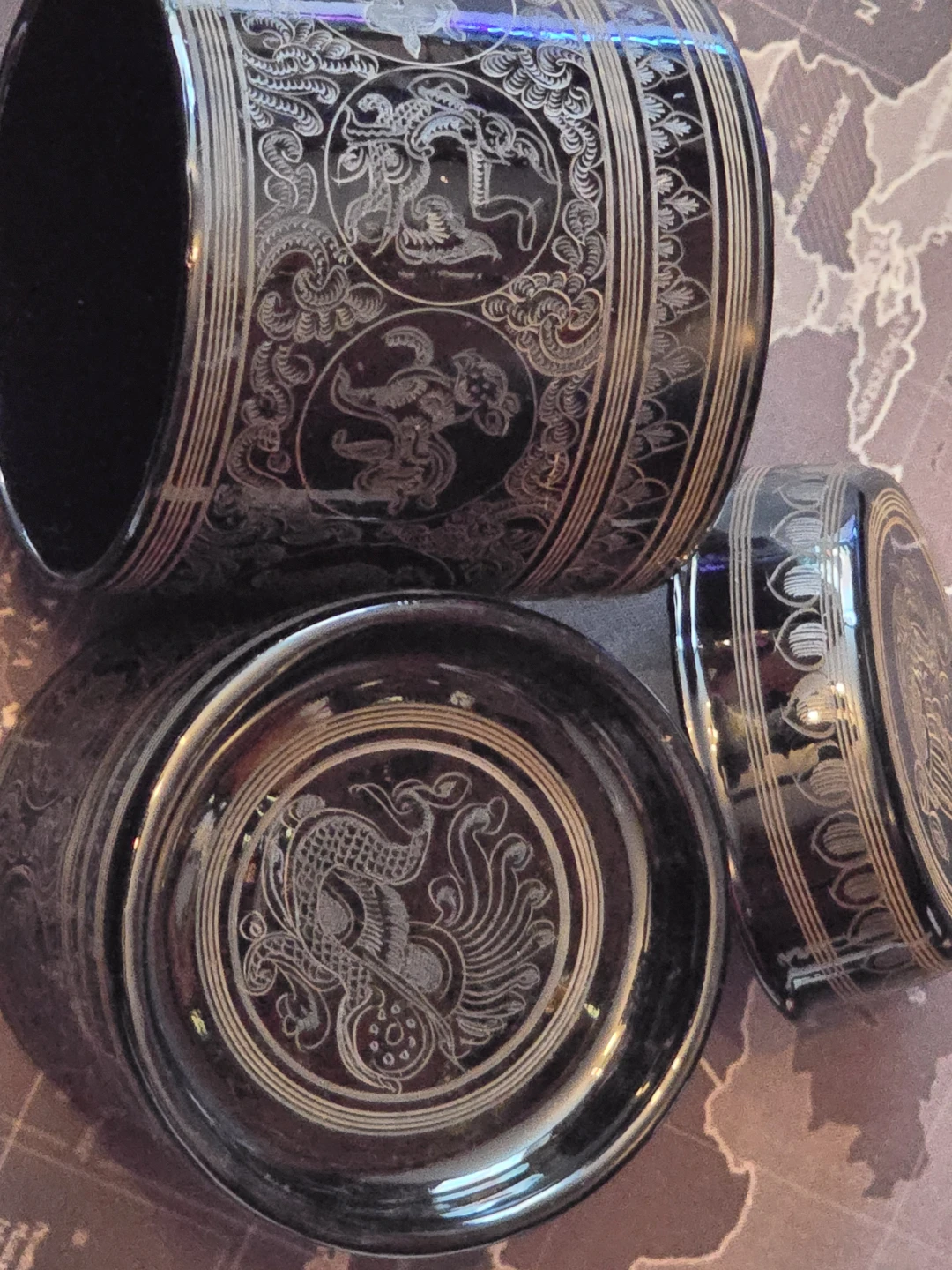 Burmese lafish Storage Box with Ornate Engravings - photo 2