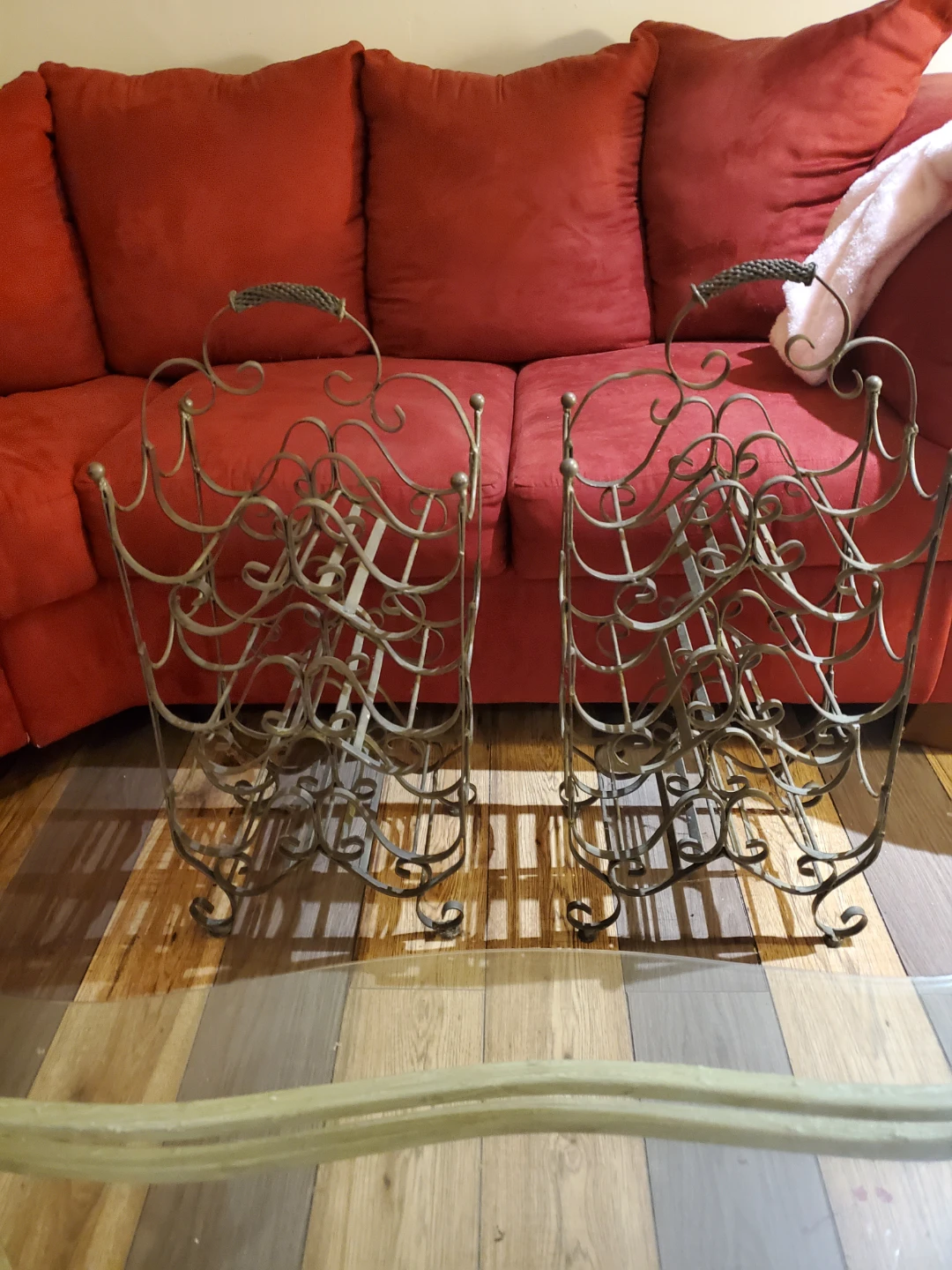 2 Ornate Metal Wine Rack - Holds 6 Bottles