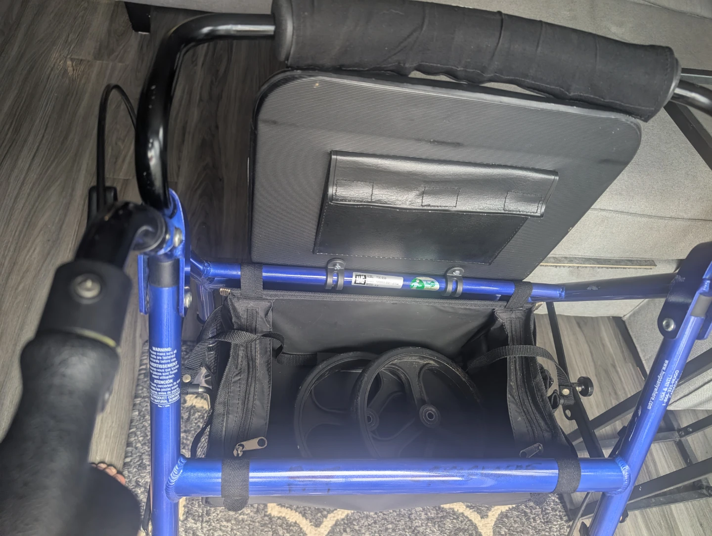 good condition folding 4 wheel Walker   storage container. - photo 5
