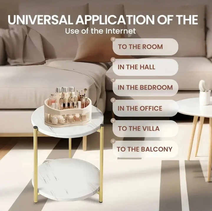 (In a Box) 2-Tier Round Side Table with Marble Top - photo 4