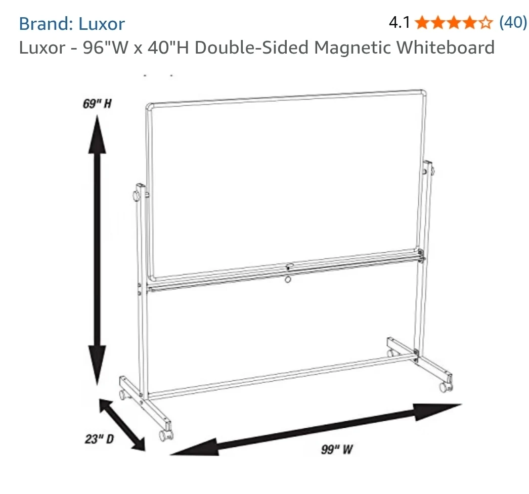 Luxor 96"W x 40"H Double-Sided Magnetic Whiteboard - photo 3