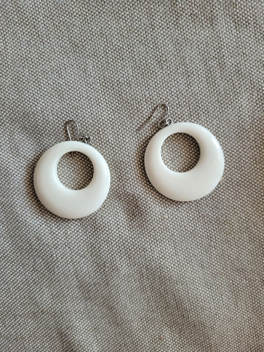 White Hoop Earrings
