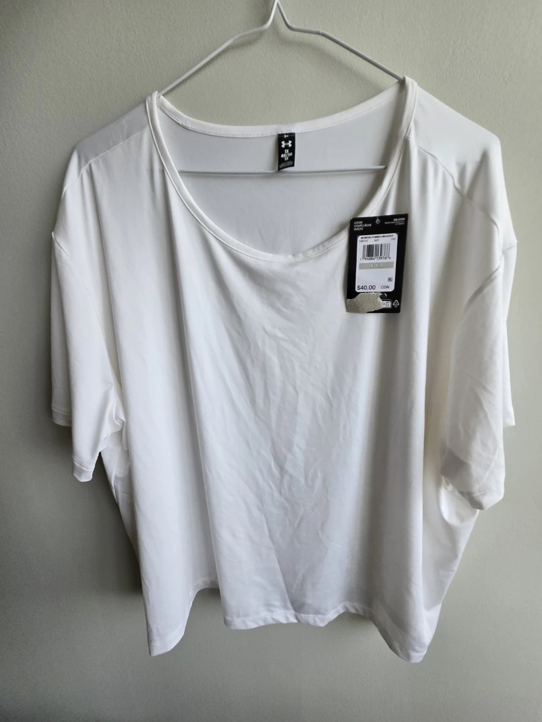 Under Armour White T-Shirt - Size 1X - Brand New - photo 2
