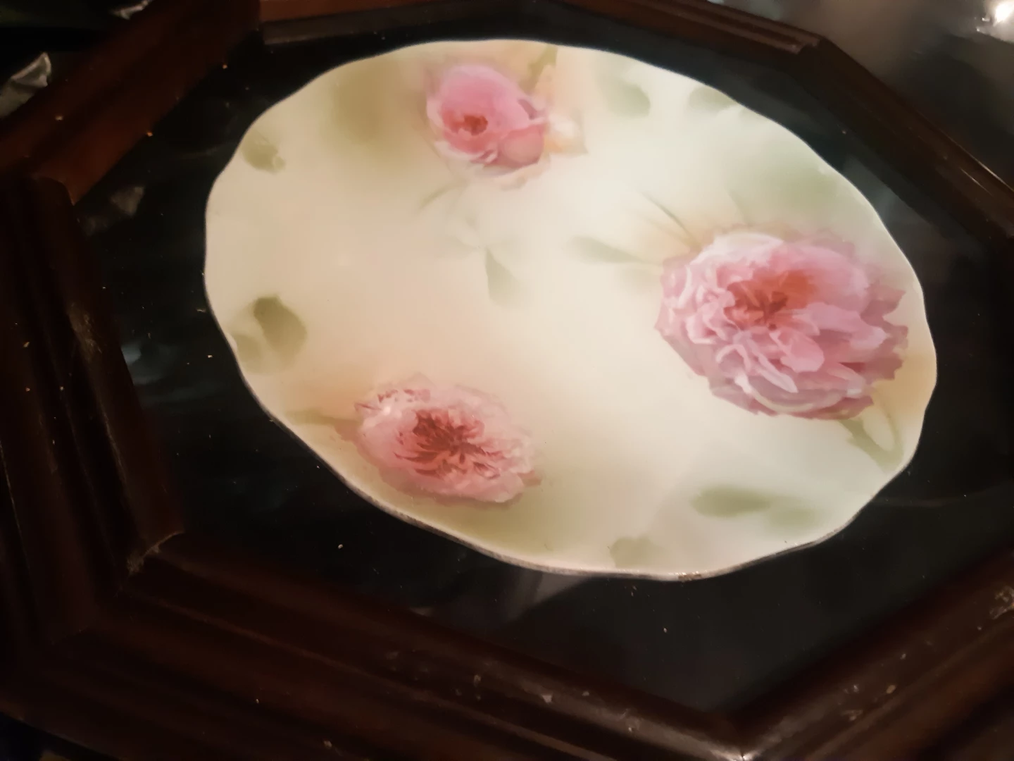 Decorative GermanPlate with handpainted Pink Roses