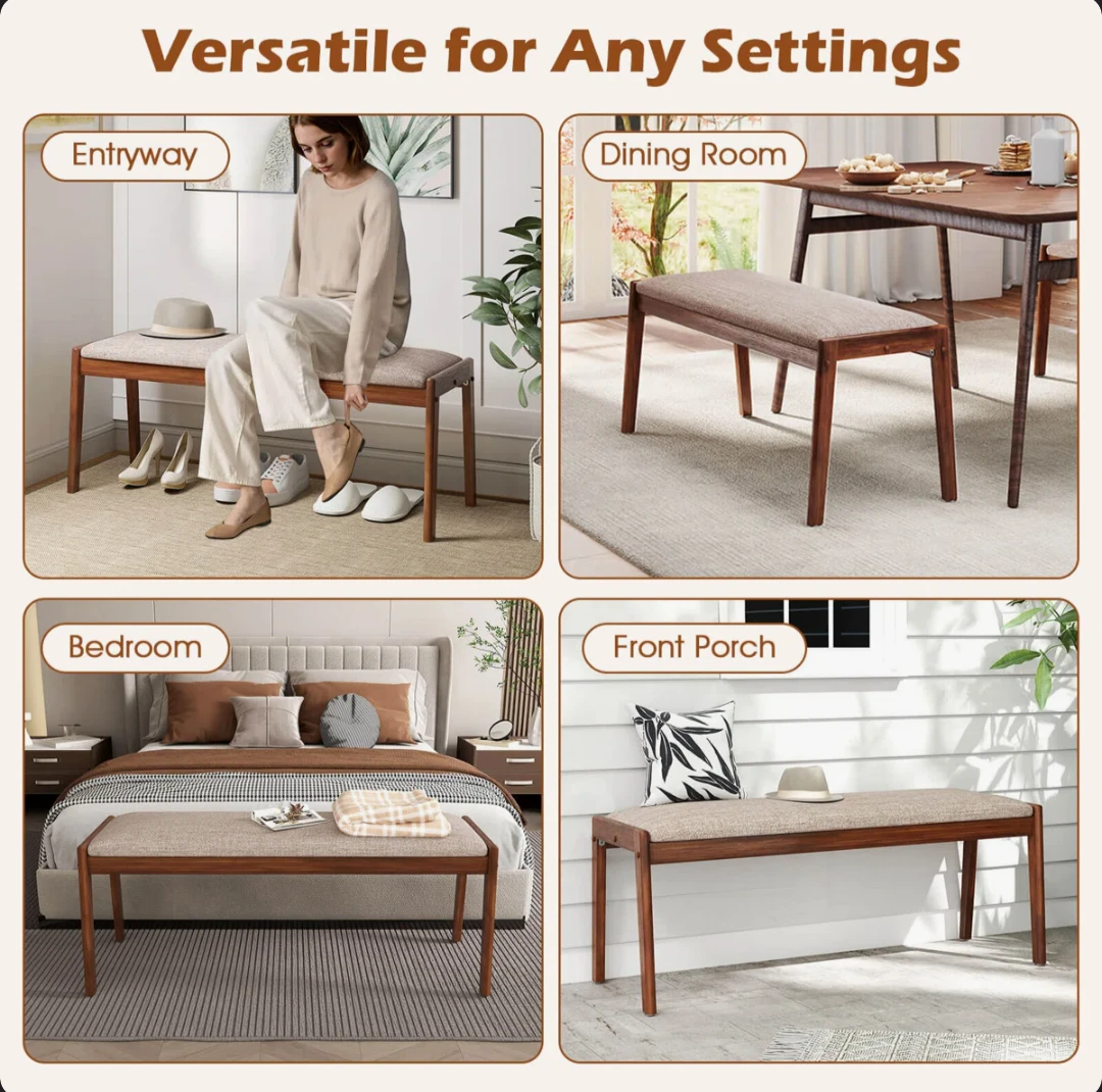 Mid-Century Modern Upholstered Bench - photo 5